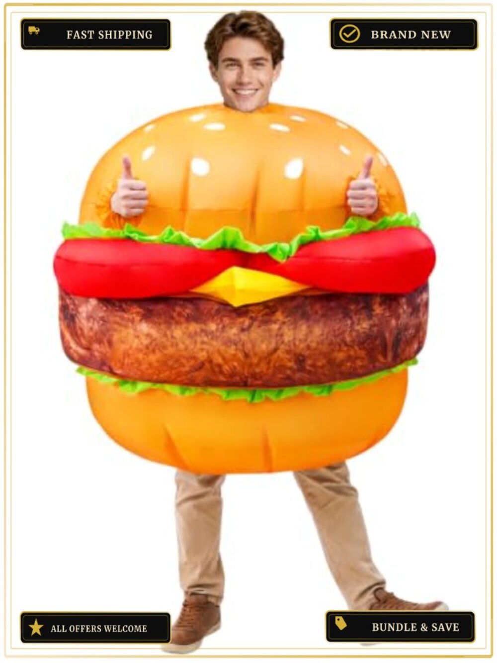 Inflatable Hamburger Blow Up Adult Halloween Costume